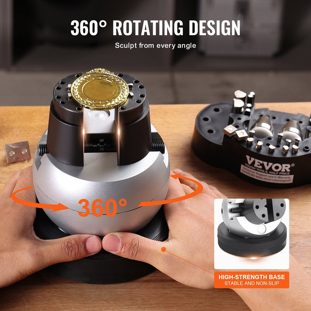 VEVOR Ball Vise Engraving Setting Tool 5 inch Professional Ball Vise 34 PCS Attachment Jewelry Engraving Block Tools Standard Block