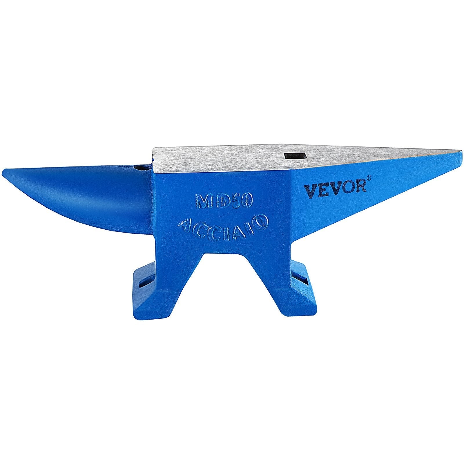 VEVOR Single Horn Anvil 110Lbs Cast Steel Anvil Blacksmith for Sale Forge Steel Tools W/ Round and Square Hole and Equipment Anvil Rugged Blacksmith Jewelers Durable and Robust Metal Working Tool