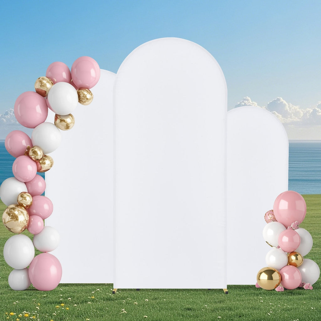 VEVOR Metal Arch Backdrop Stand Set of 3 Stand with Premium Gauze for Wedding