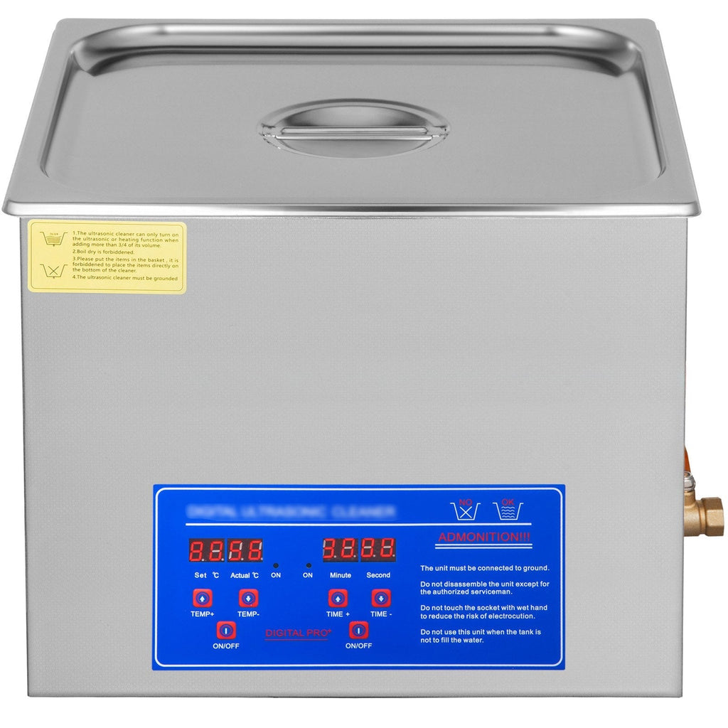 VEVOR 15L Ultrasonic Cleaner with Digital Timer&Heater Professional Ultrasonic Cleaner 40kHz Advanced Ultrasonic Cleaner 110V for Wrench Screwdriver Repairing Tools Industrial Parts Metal Cleaning