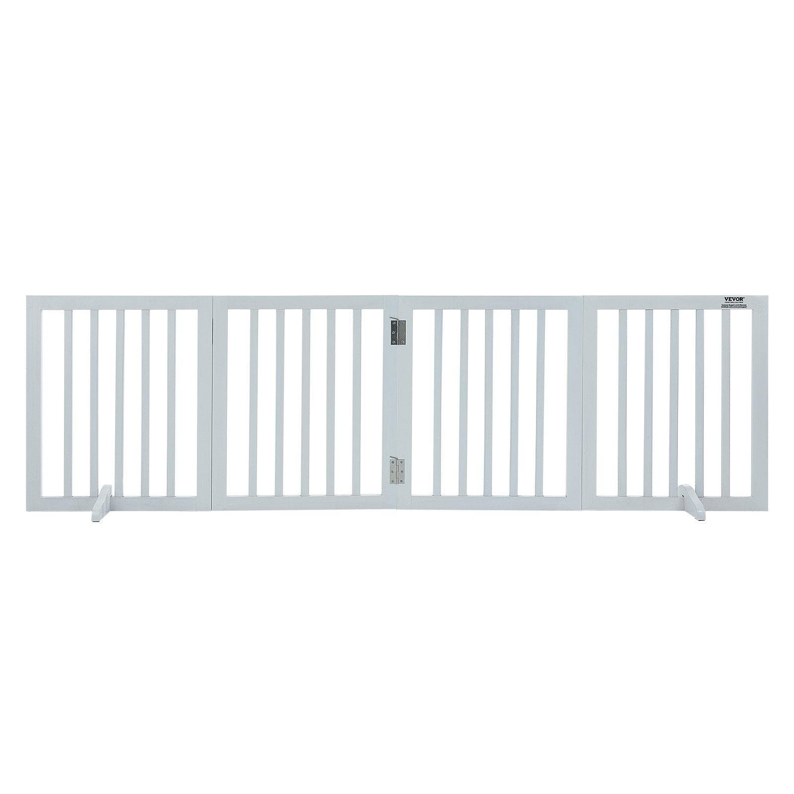 VEVOR Free Standing Dog Gate, 24" H x 80.3" W Freestanding Pet Gate, 4 Panels Foldable Dog Gate for Wide and Narrow Passageways, Expandable Dog Barrier with Silent Foot Support for Indoor, White