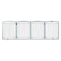 VEVOR Free Standing Dog Gate, 32" H x 96.5" W Freestanding Pet Gate, 4 Panels Foldable Dog Gate for Wide and Narrow Passageways, Expandable Dog Barrier with Silent Foot Support for Indoor, White