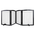 VEVOR Free Standing Dog Gate, 32" H x 96.5" W Freestanding Pet Gate, 4 Panels Foldable Dog Gate for Wide and Narrow Passageways, Expandable Dog Barrier with Silent Foot Support for Indoor, Brown