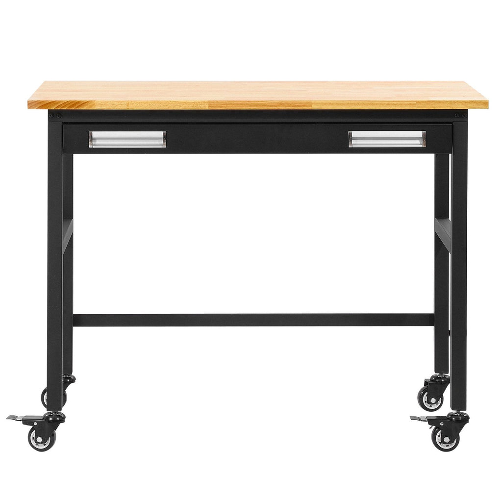 VEVOR 48" Workbench on Wheels Wood Top Work Table with Drawer Organizer 1500 lbs