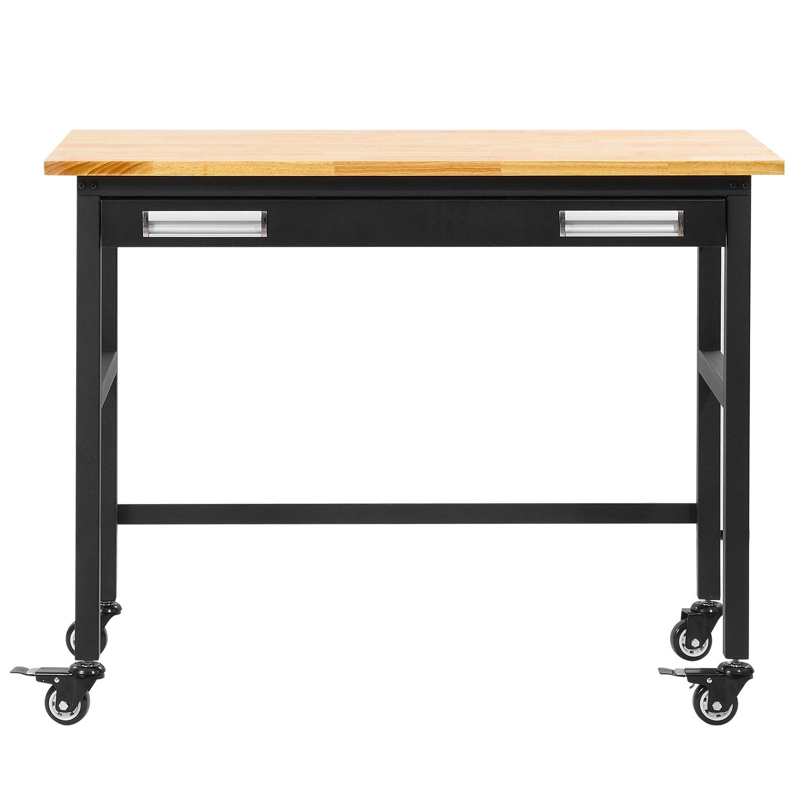 VEVOR 48" Workbench on Wheels Wood Top Work Table with Drawer Organizer 1500 lbs