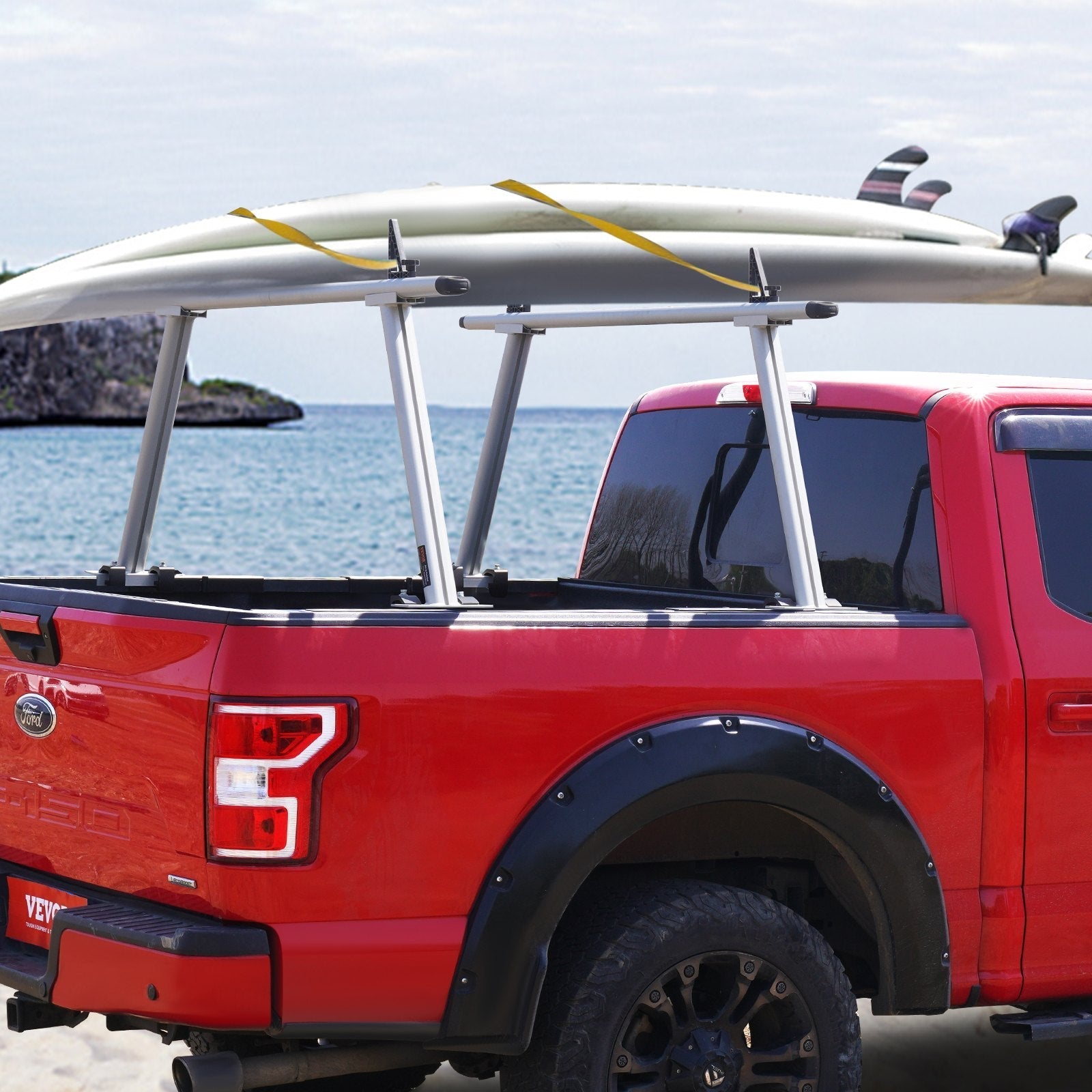 VEVOR Truck Rack, 800 lbs Capacity, 71"x31" Aluminum Ladder Rack for Truck with 8 Non-Drilling C-clamps, Heavy Duty Truck Bed Rack Two-Bar Set for Kayak, Surfboard, Lumber, Ladder