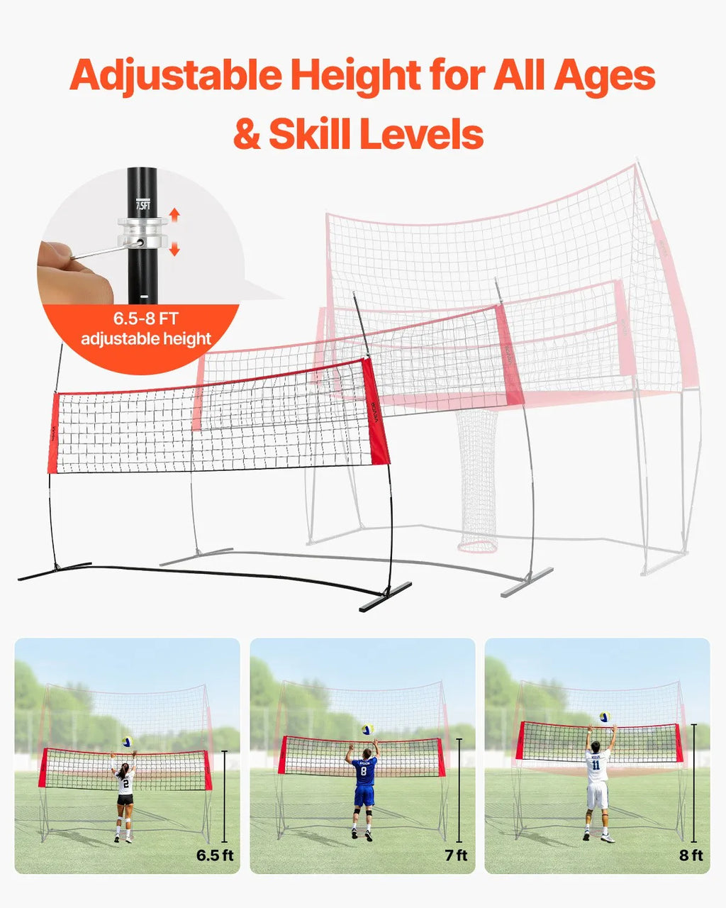 VEVOR Volleyball Training Net System Portable Practice Equipment Indoor Outdoor