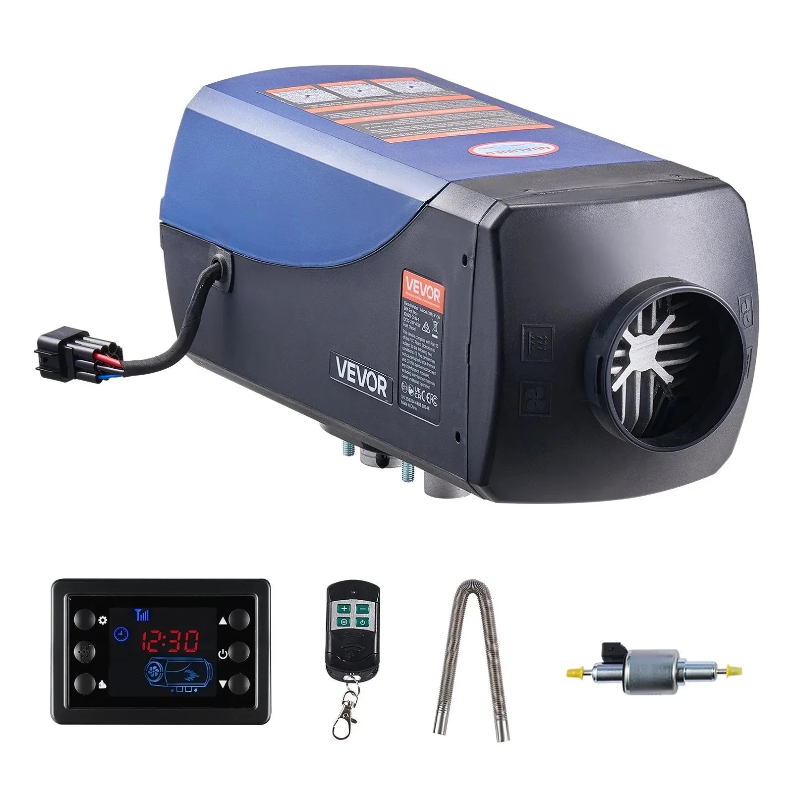 VEVOR Diesel Heater, 8KW, DC 12V/24V, Portable Diesel Air Heater with Remote Control and LCD Screen, Fast Heating Low Noise, 2.6 Gal Large Fuel Tank for Vehicles, Vans, RVs, Campers, and Trucks