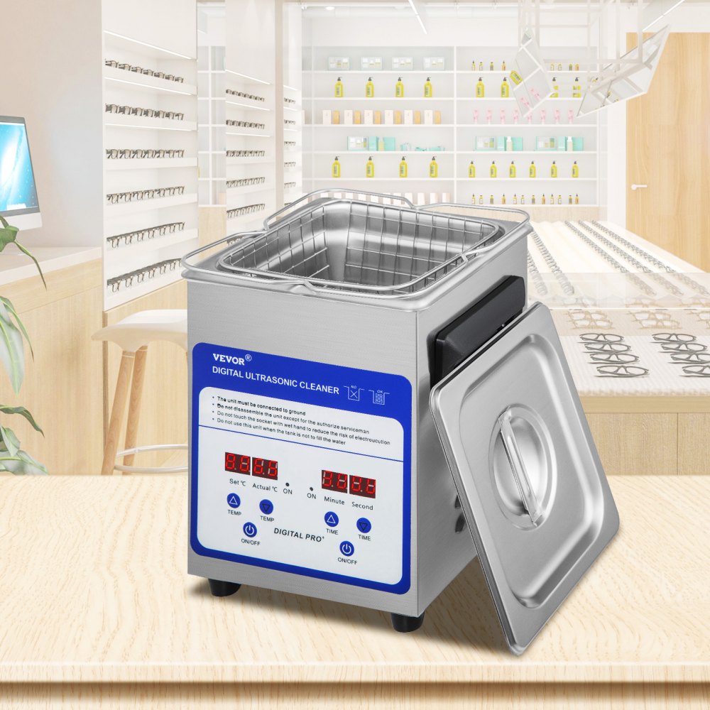 VEVOR Digital Ultrasonic Cleaner 2L Ultrasonic Cleaning Machine 40kHz Sonic Cleaner Machine 316 & 304 Stainless Steel Ultrasonic Cleaner Machine with Heater & Timer for Cleaning Jewelry Glasses Watch