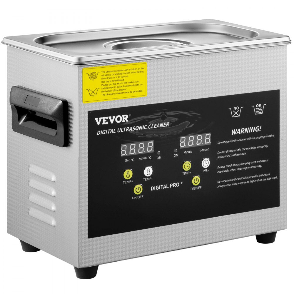 VEVOR Ultrasonic Cleaner 3L Ultrasonic Parts Cleaner 200W 40KHz Stainless Steel Ultrasonic Jewelry Cleaner with Digital Timer Heater for Jewelry Glasses Cleaning
