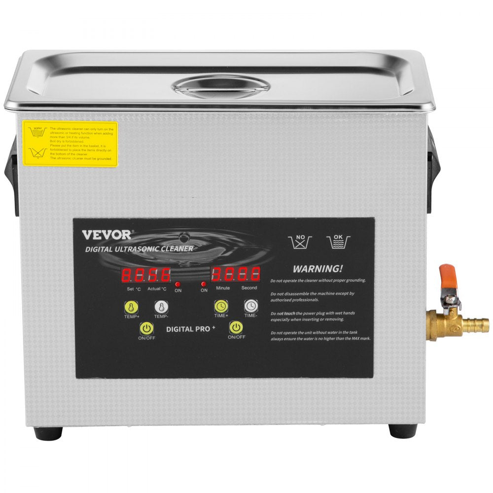 VEVOR 6L Upgraded Ultrasonic Cleaner Professional Digital Lab Ultrasonic Parts Cleaner with Heater Timer for Jewelry Glasses Cleaning (400W Heater,180W Ultrasonic)