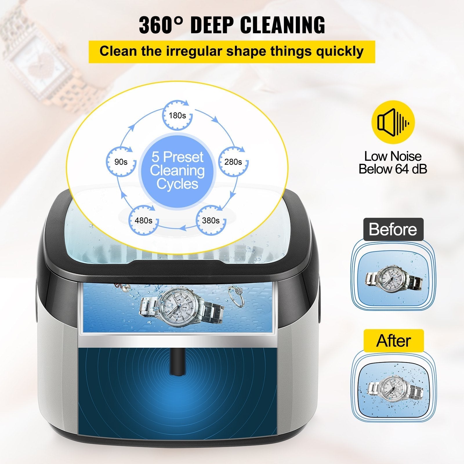 VEVOR Ultrasonic Cleaner Digital Ultrasound Cleaner 1.2L Auto Cleaning Machine