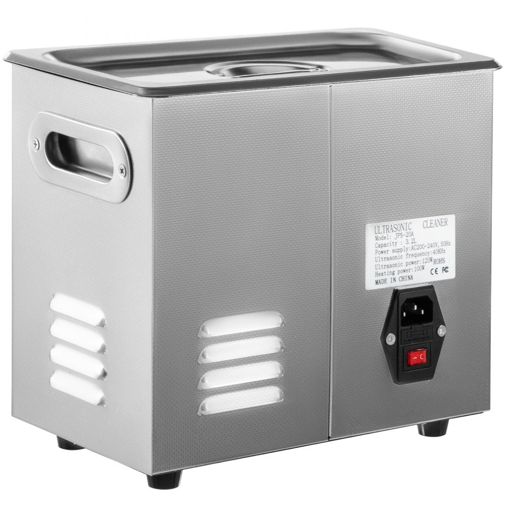 VEVOR Knob Ultrasonic Cleaner 3L 40kHz Ultrasonic Cleaning Machine Knob Control Sonic Cleaner 304 Stainless Steel Ultrasonic Cleaner Machine with Heater & Timer for Cleaning Jewelry Eyeglasses Watches