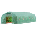 VEVOR Walk-in Tunnel Greenhouse 29.53x9.84x6.6ft Galvanized Frame PE Cover Green