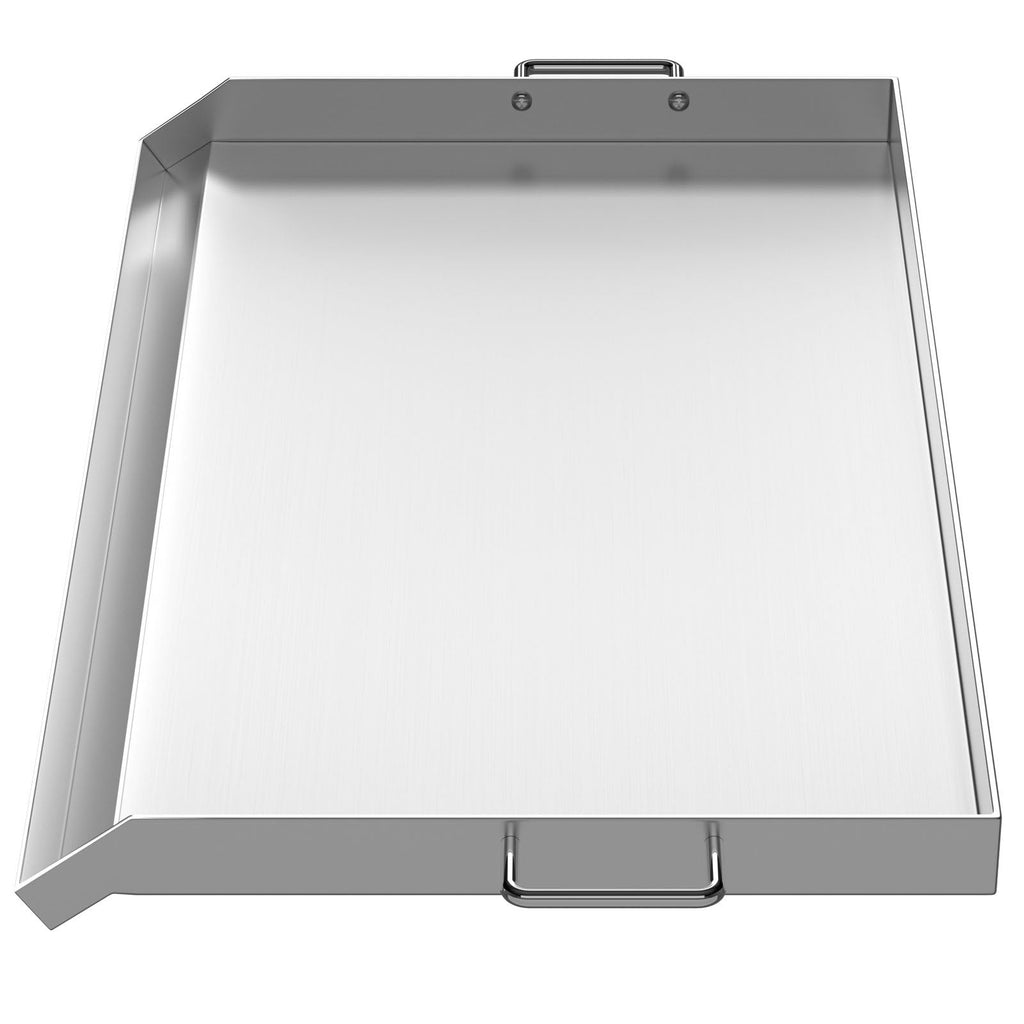 VEVOR Stainless Steel Griddle,32\" X 17\" Universal Flat Top Rectangular Plate , BBQ Charcoal/Gas Grill with 2 Handles and Grease Groove with Hole?Grills for Camping, Tailgating and Parties .