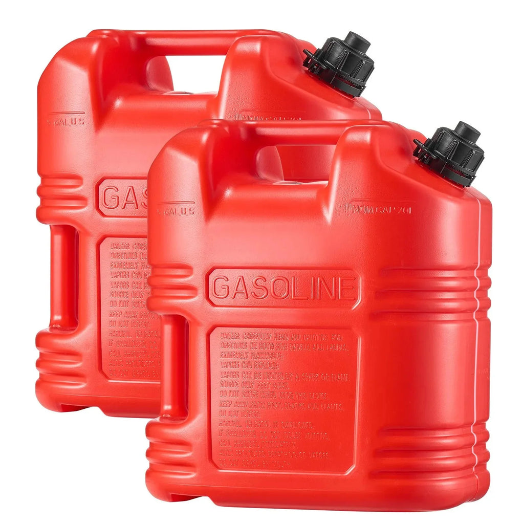 VEVOR Fuel Container, 5 Gallon, Gas Tank with Spout & Clear Scale, 15 L/min Max Flow Rate, Secure & Leak-proof, Portable Flat Fluid Container for Most Cars Motorcycle ATV UTV, Red, 2 Packs