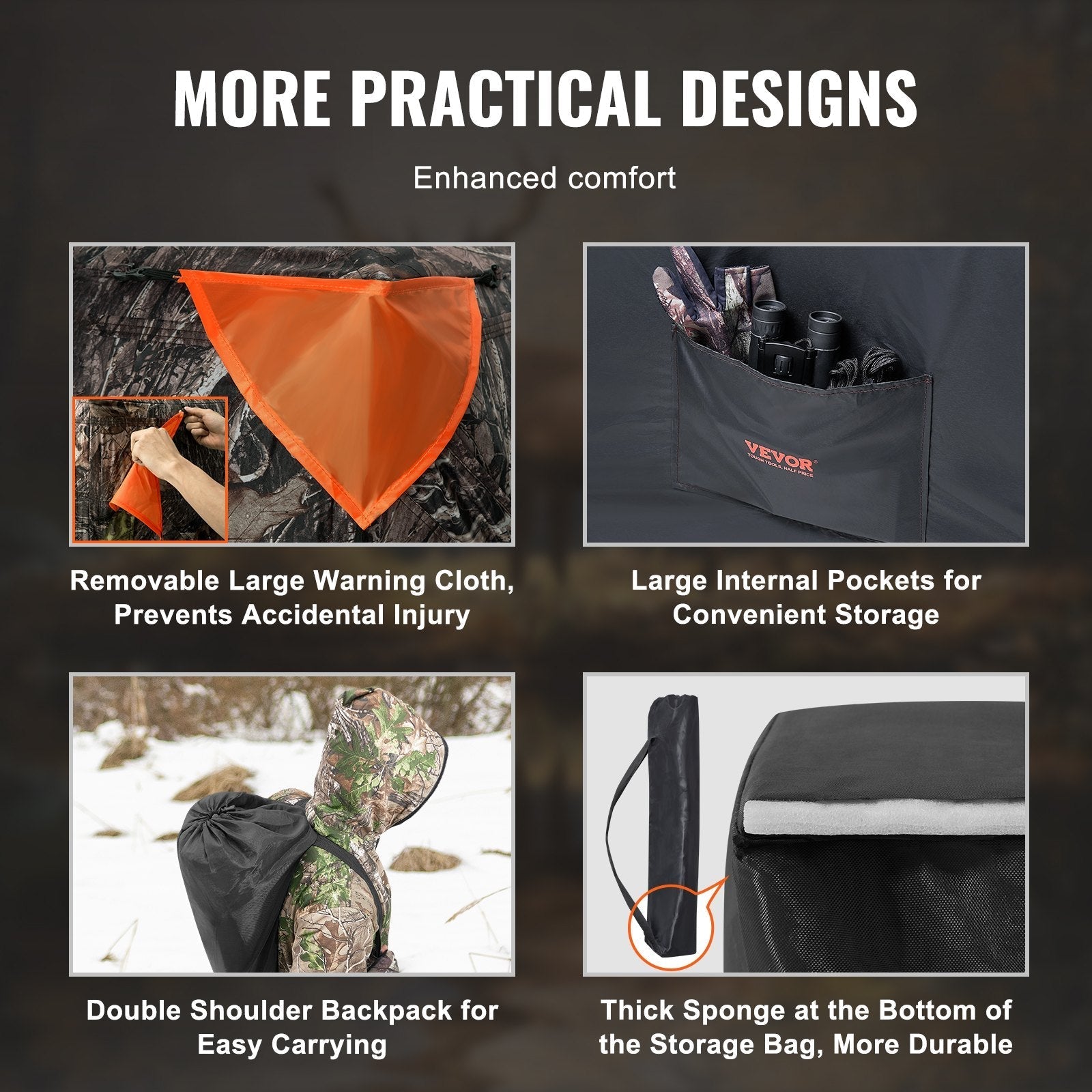 VEVOR Hunting Blind 270° See Through Ground Blind One-Way Mesh for 4-5 Person