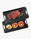 VEVOR 20x10 in Reversible Grill Griddle Pre-Seasoned BBQ Pan Cast Iron Black