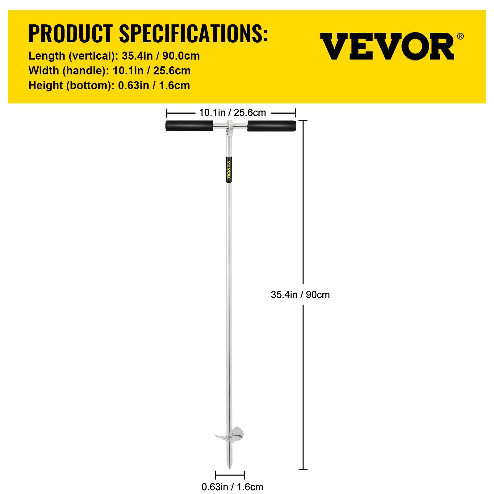 VEVOR Sand Anchor, 36" Length Auger to the Beach and Sandbar, 316 Stainless Steel Screw Anchor w/ Removable Handle, Bungee Line & Carry Bag, for Jet Ski PWC Pontoon Kayak