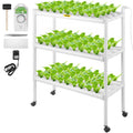VEVOR Hydroponics Growing System, 108 Sites 3 Layers, 12 Food-Grade PVC-U Pipes, Vertical Indoor Plant Grow Kit with Water Pump, Timer, Nest Basket, Sponge for Fruits, Vegetables, Herb, White