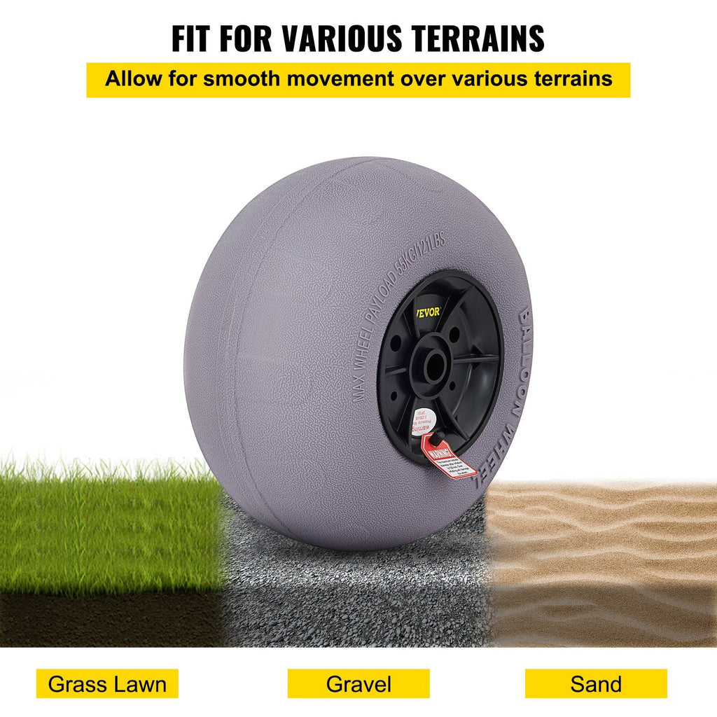 VEVOR Beach Balloon Wheels, 13" Replacement Sand Tires, TPU Cart Tires for Kayak Dolly, Canoe Cart and Buggy w/ Free Air Pump, 2-Pack