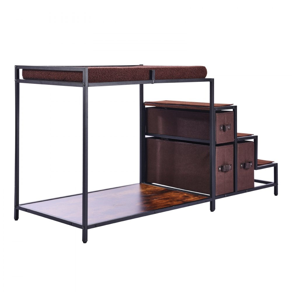 VEVOR Pet Bunk Bed Dog/Cat Window Perch with Stairs Storage Medium Size