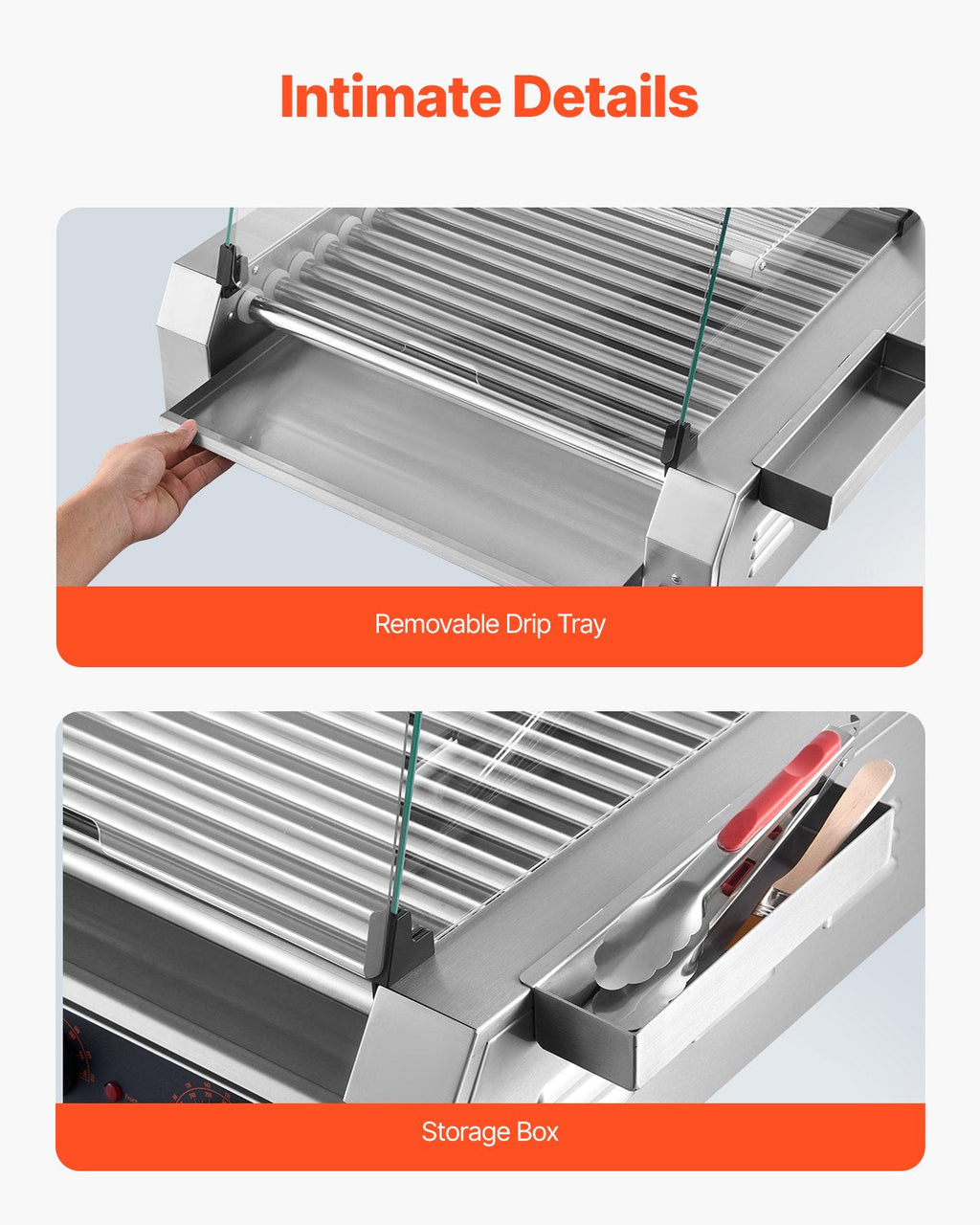 VEVOR Electric 30 Hot Dog 11 Roller Commercial Grill Cooker Machine Cover 1600W