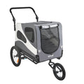 VEVOR Dog Bike Trailer, Supports up to 100 lbs, 2-in-1 Pet Stroller Cart Bicycle Carrier, Easy Folding Cart Frame with Quick Release Wheels, Universal Bicycle Coupler, Reflectors, Flag, Black/Gray