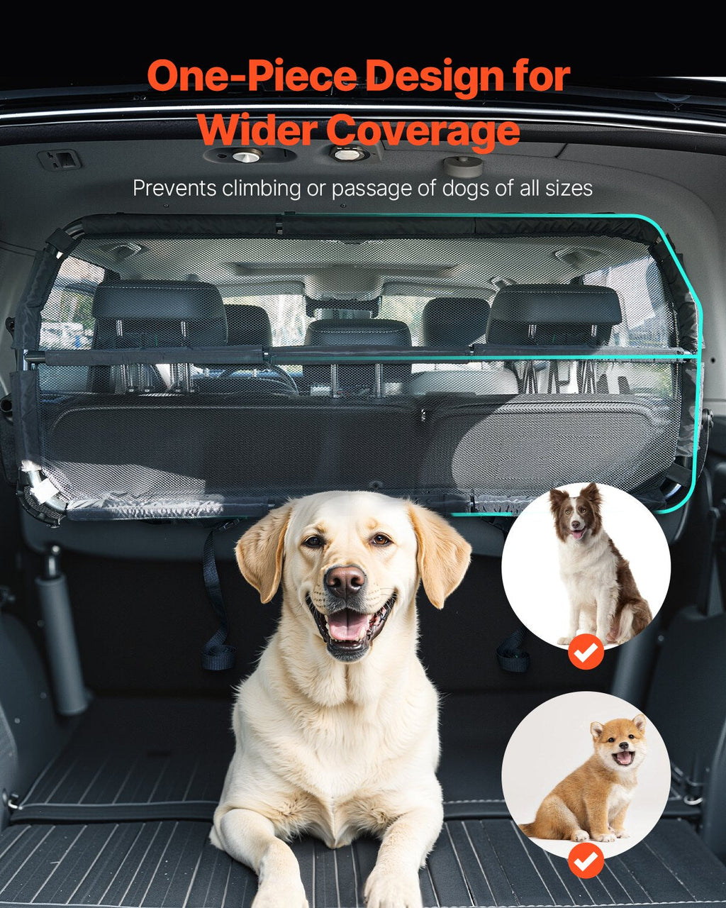 VEVOR Dog Car Barrier 46" Wide Car Divider for Cargo Area Vehicle Pet Barrier