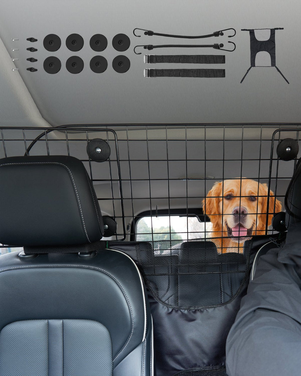 VEVOR Dog Car Barrier 35.4"-60.6" Adjustable Pet Divider Gate for Trucks SUVs