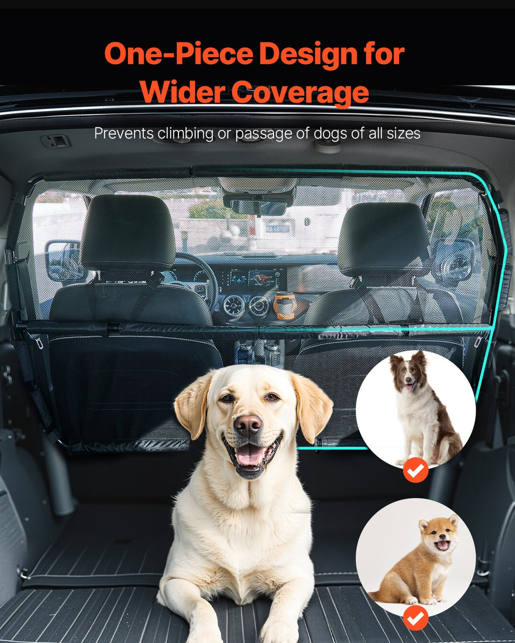 VEVOR Dog Car Barrier 50" Wide Front Seats Installation Car Divider for SUVs