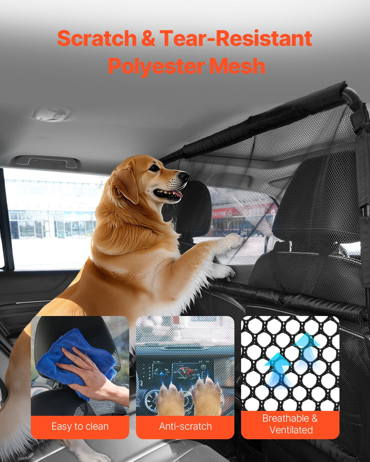 VEVOR Dog Car Barrier 50" Wide Front Seats Installation Car Divider for SUVs