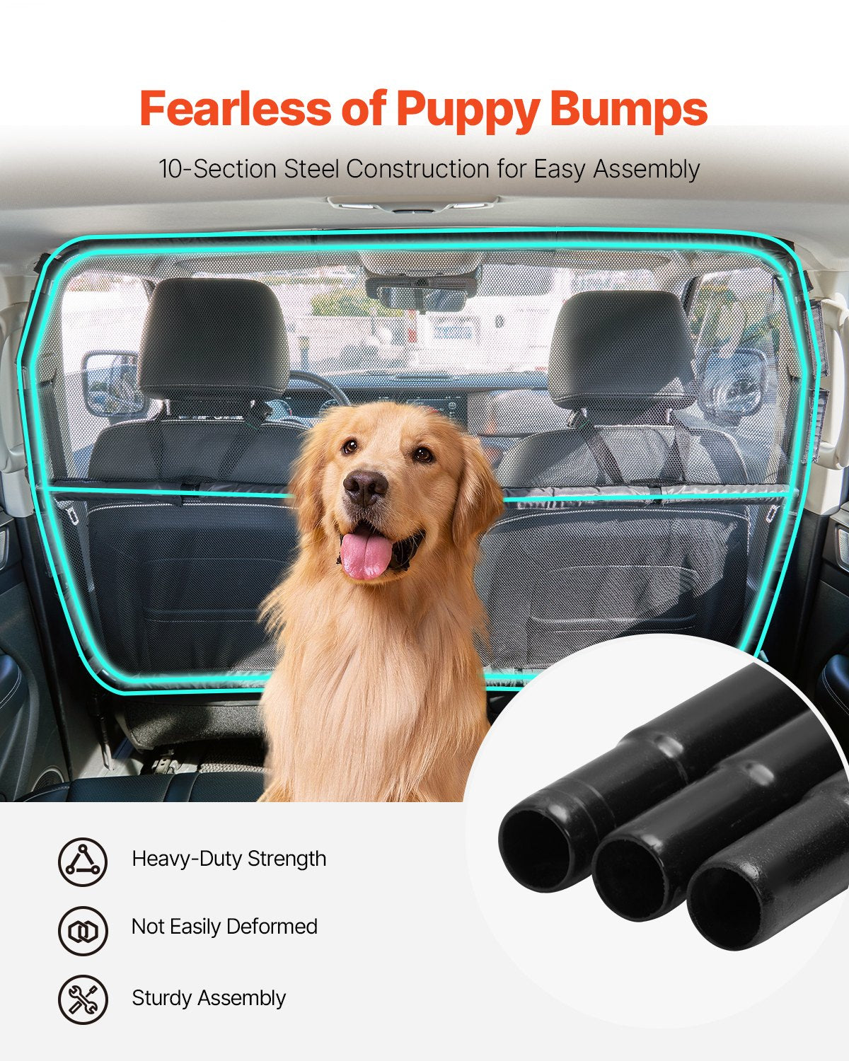 VEVOR Dog Car Barrier 50" Wide Front Seats Installation Car Divider for SUVs