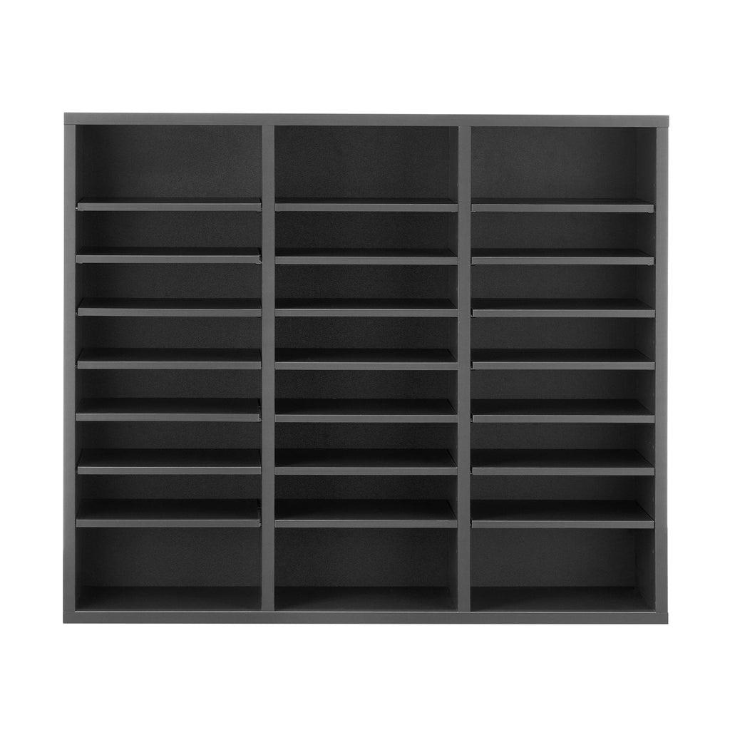 VEVOR Wooden Literature Organizer 24 Compartments with Adjustable Shelves Grey