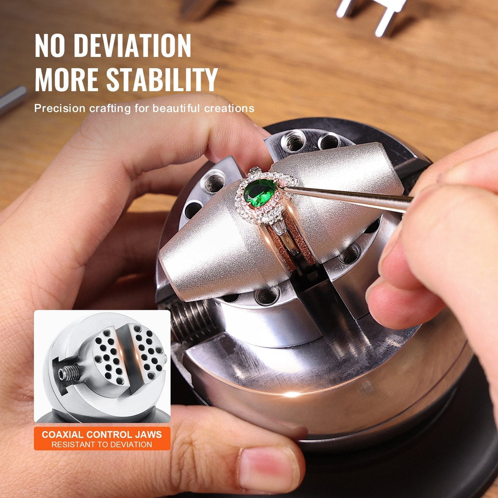 VEVOR Ball Vise 3\" Engraving Setting Tool 360°Rotation Professional Ball Vise 30 PCS Attachment Jewelry Engraving Block Tools Standard Block (3inch)