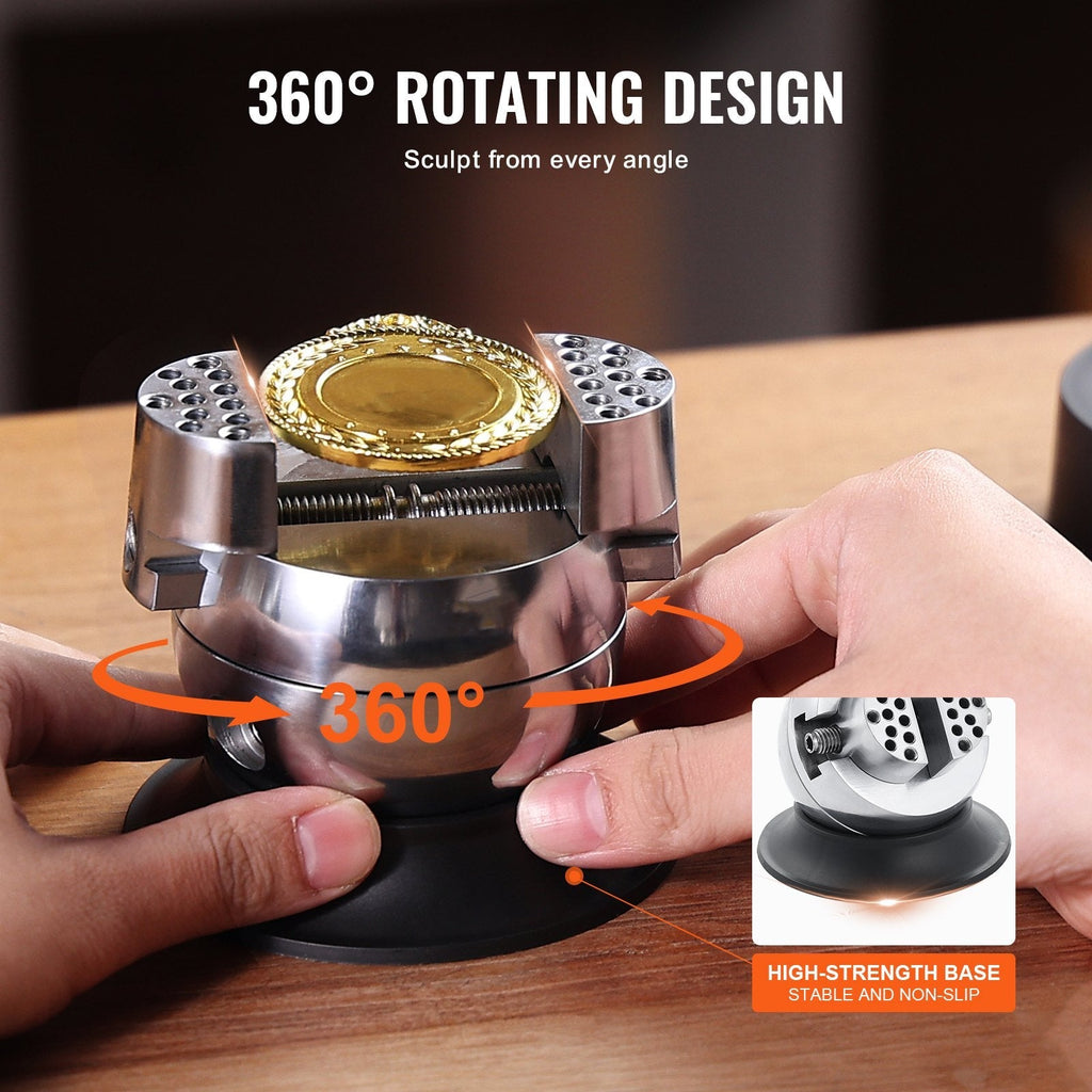 VEVOR Ball Vise 3\" Engraving Setting Tool 360°Rotation Professional Ball Vise 30 PCS Attachment Jewelry Engraving Block Tools Standard Block (3inch)