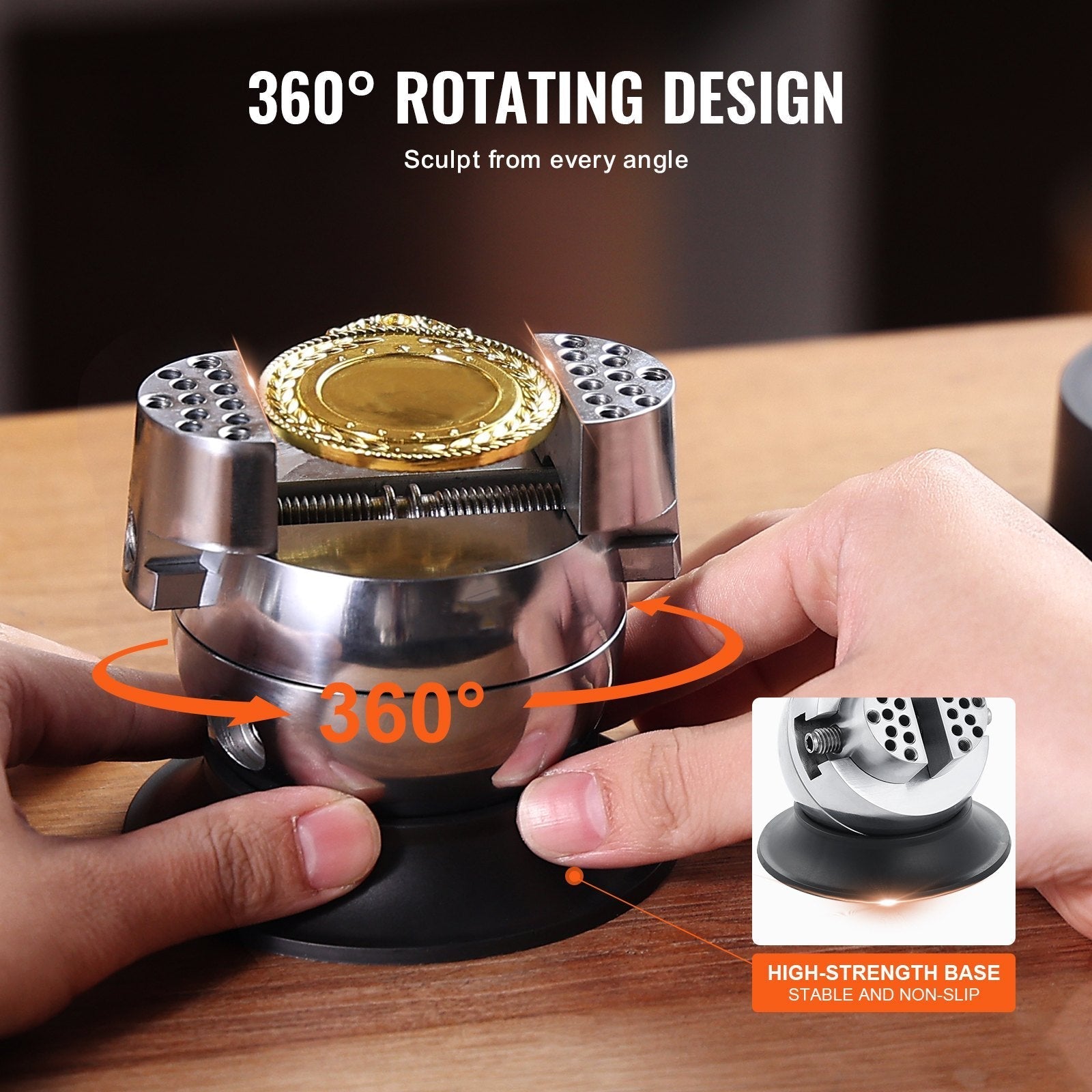 VEVOR Ball Vise 3\" Engraving Setting Tool 360°Rotation Professional Ball Vise 30 PCS Attachment Jewelry Engraving Block Tools Standard Block (3inch)
