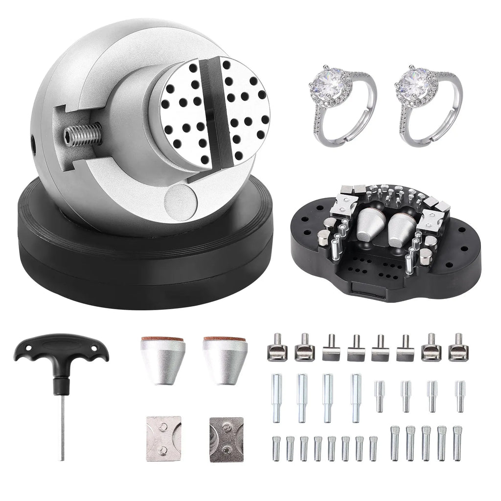 VEVOR Ball Vise, 5" Engraving Setting Tool, 360° Rotation Engraving Block Vise, 35 PCS Attachment Jewelry Engraving Block Tools Standard Block for Gemstone Inlay and Small-Scale Engraving