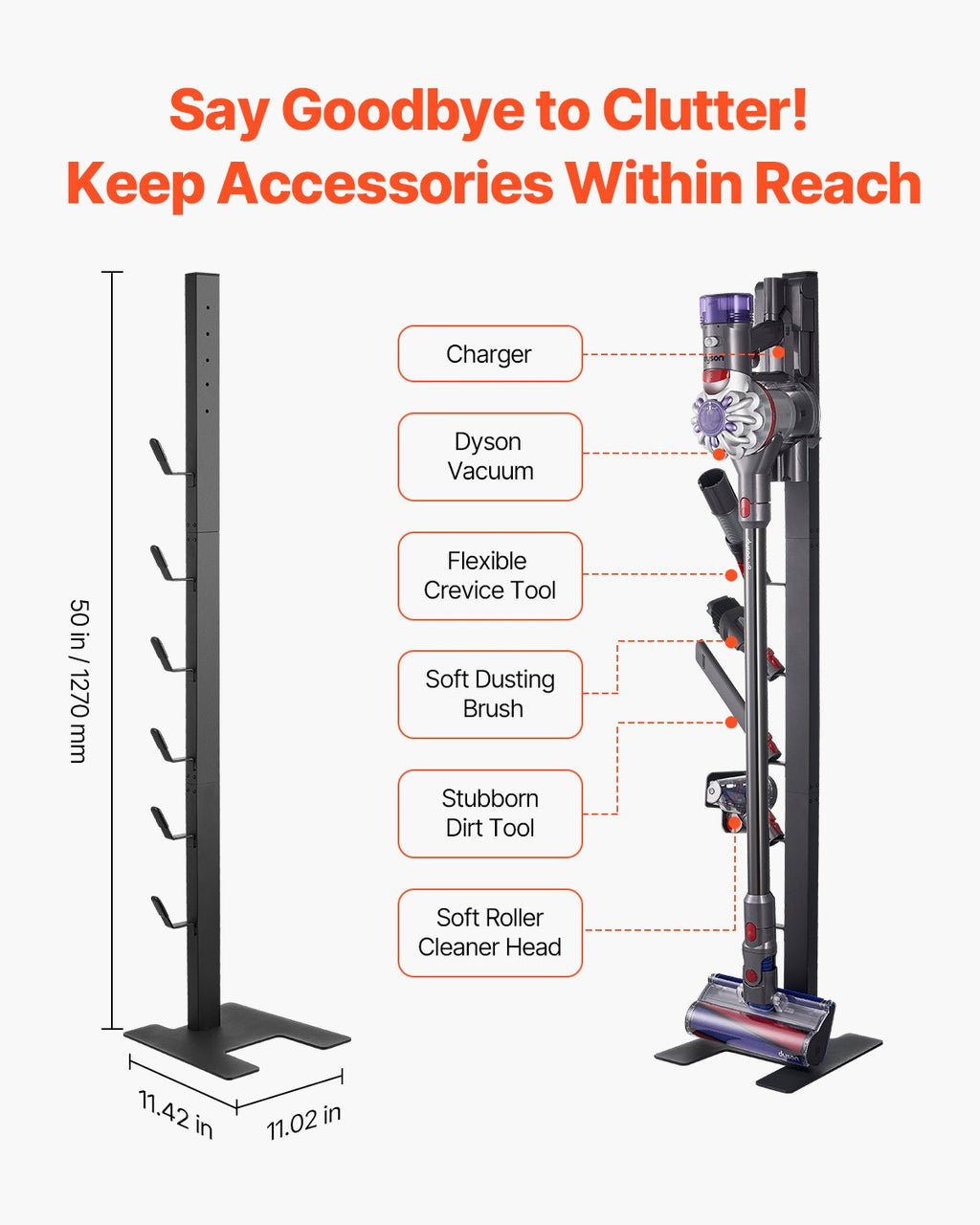 VEVOR Vacuum Stand for Dyson Multi-Models Storage Bracket Holder with 6 Hooks