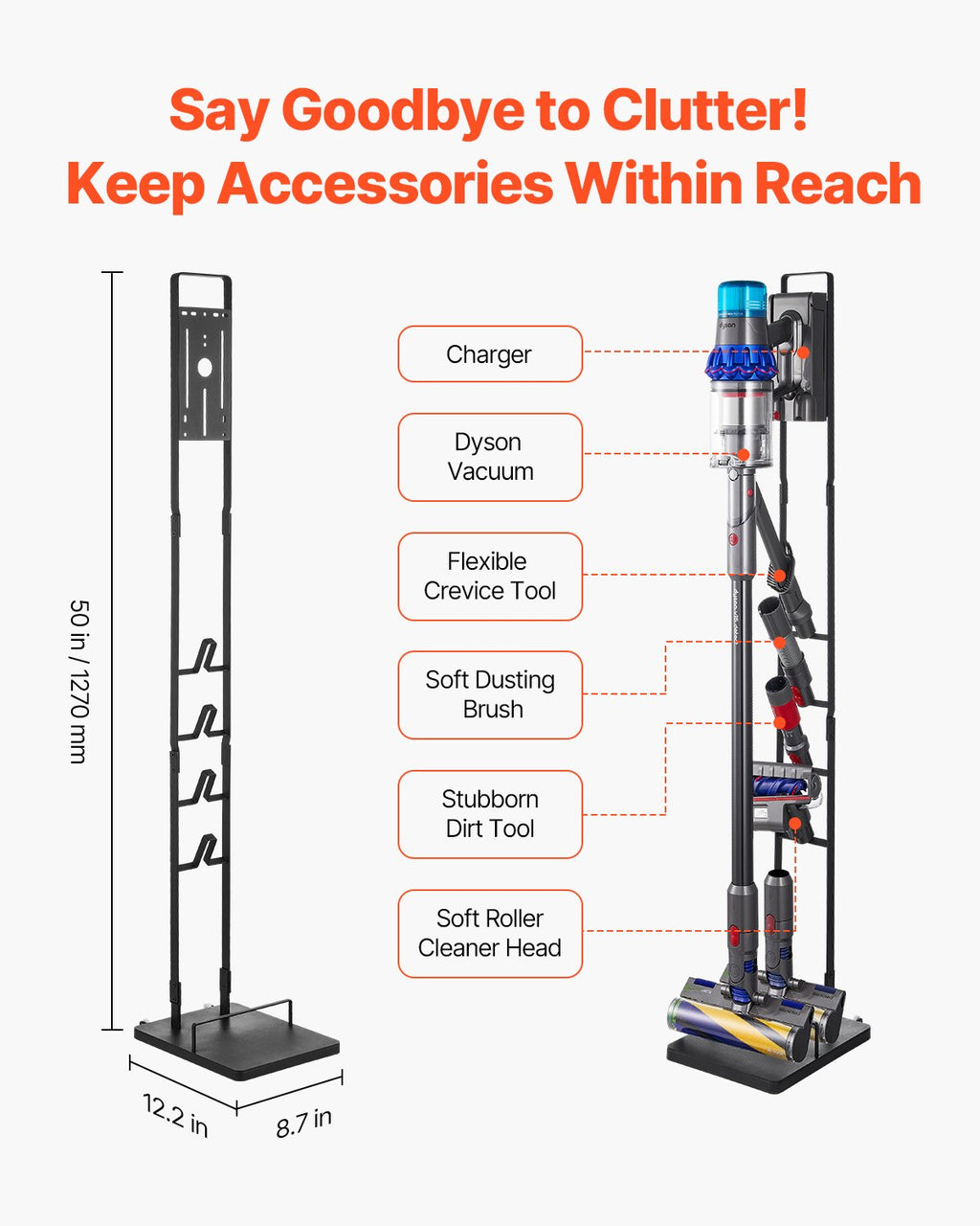 VEVOR Vacuum Stand for Dyson Multi-Models Storage Bracket Holder with Wheels