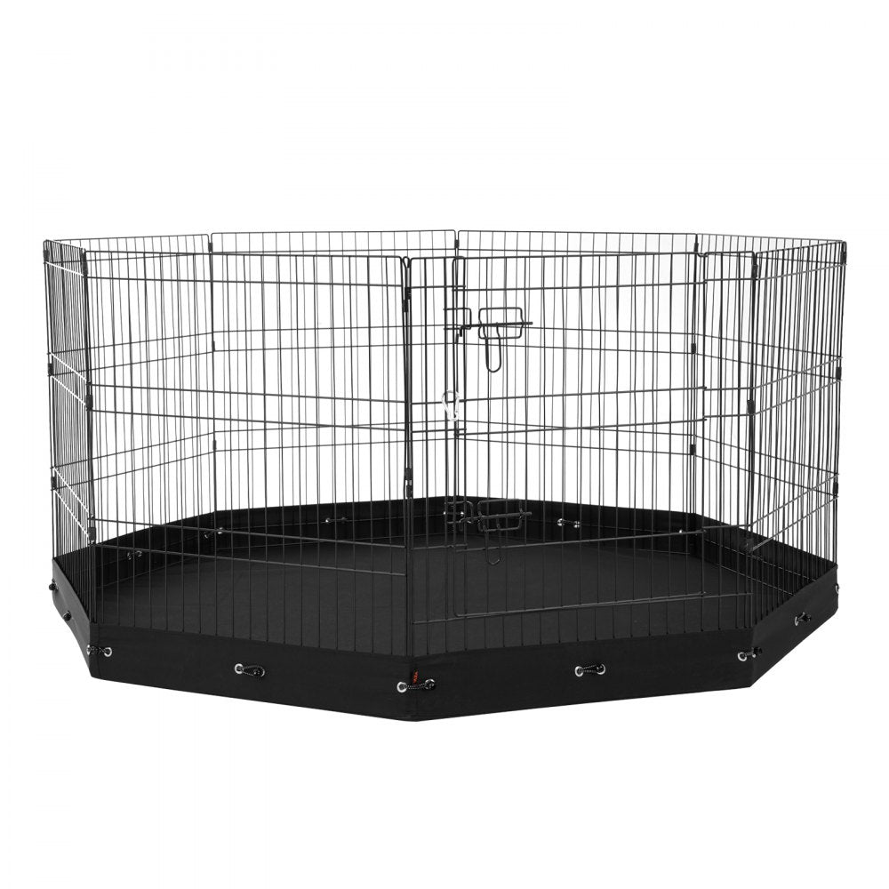 VEVOR Dog Playpen 8 Panels Foldable Metal Dog Exercise Pen with Bottom Pad 30"H