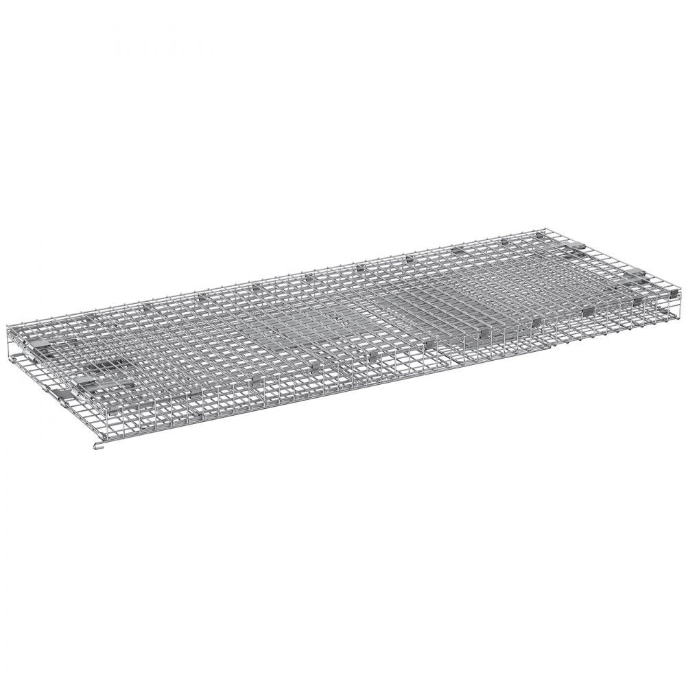 VEVOR Live Animal Cage Trap, 50" x 20" x 26" Humane Cat Trap Galvanized Iron, Folding Animal Trap with Handle for Stray Dogs, Armadillos, Raccoons, Marmots, Foxes