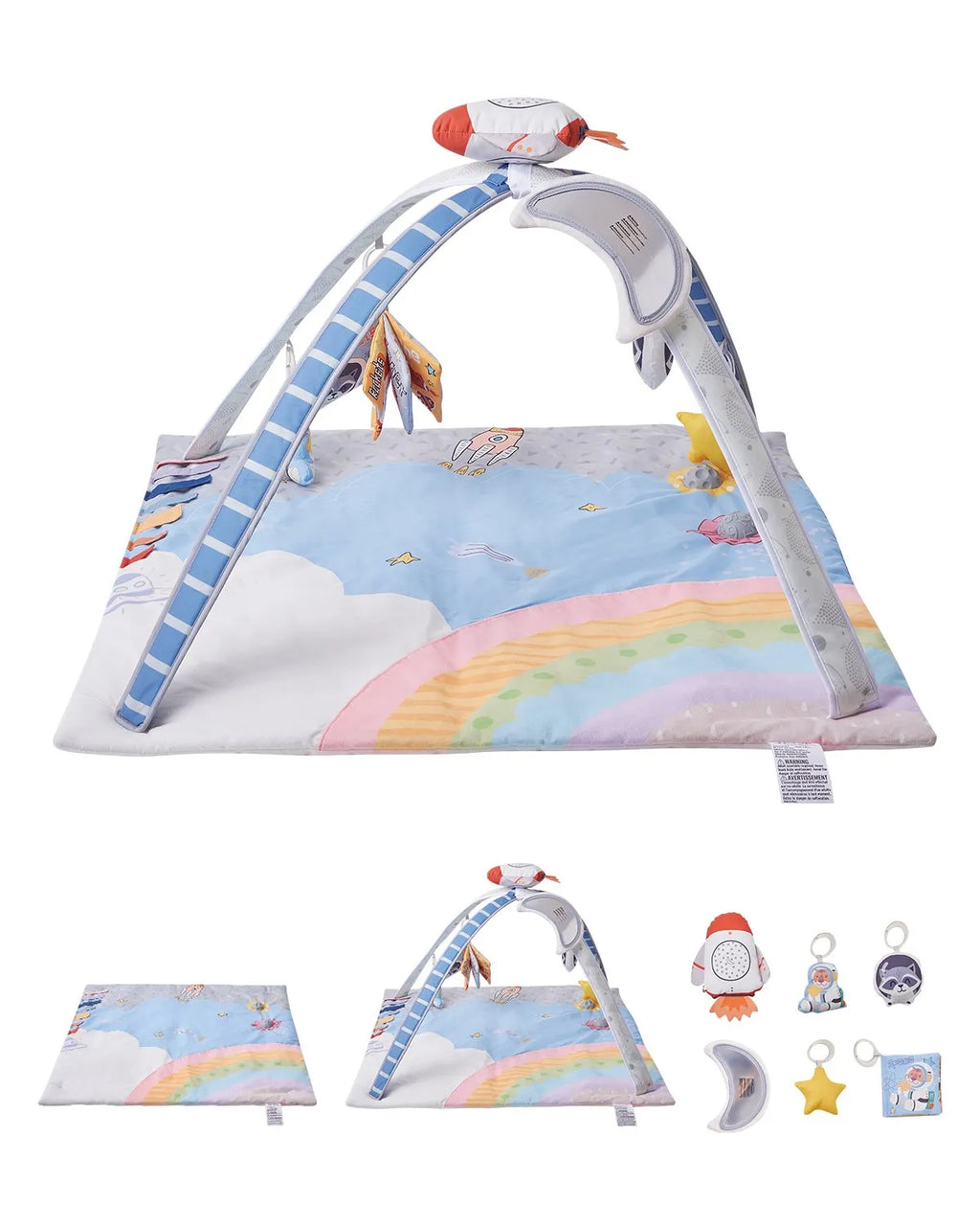 VEVOR Baby Play Gym Mat Tummy Time Activity Mat with 6 Sensory Toy 35.0" x 35.0"