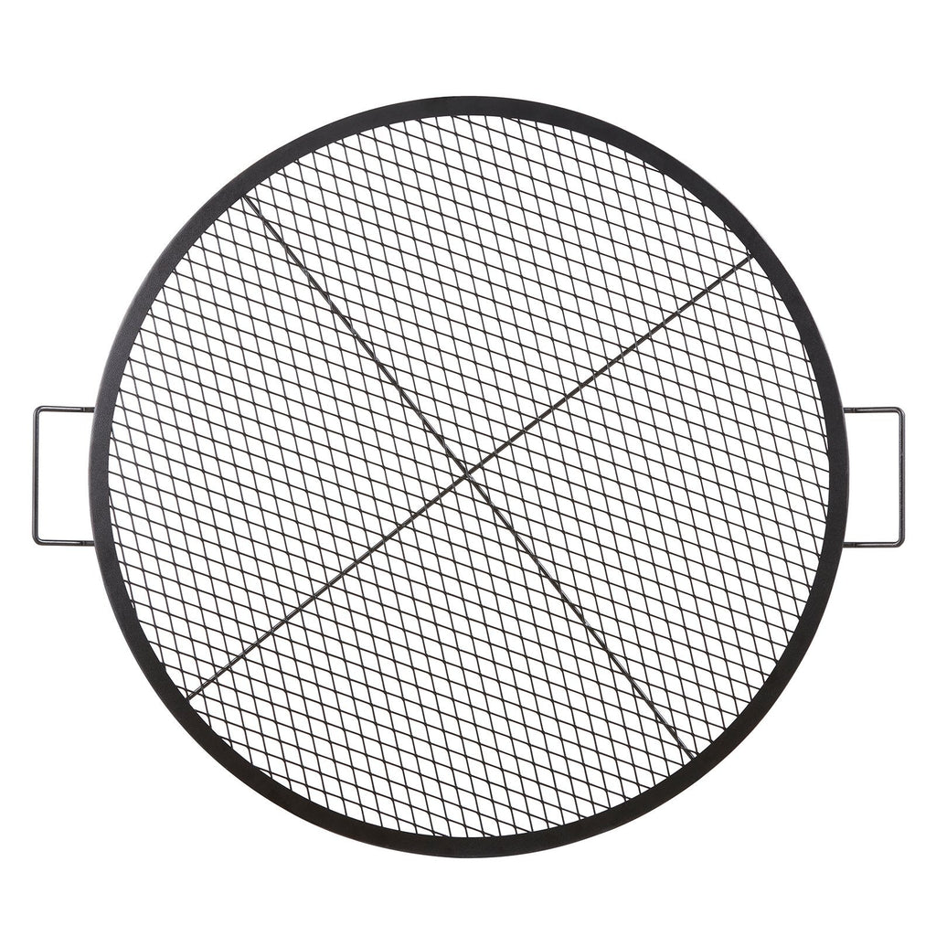 VEVOR X-Marks Fire Pit Grill Grate, Round Cooking Grate, Heavy Duty Steel Campfire BBQ Grill Grid with Handle and Support X Wire, Portable Camping Cookware for Outside Party & Gathering, 36 Inch Black