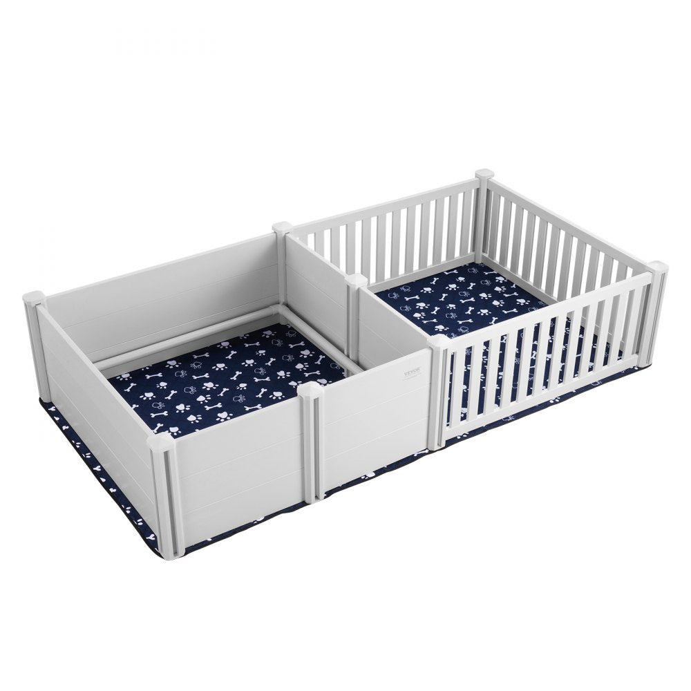 VEVOR Dog Whelping Box 93.3 x 48.4 x 18.1in Dual Zone PVC with Rails Pee Pad