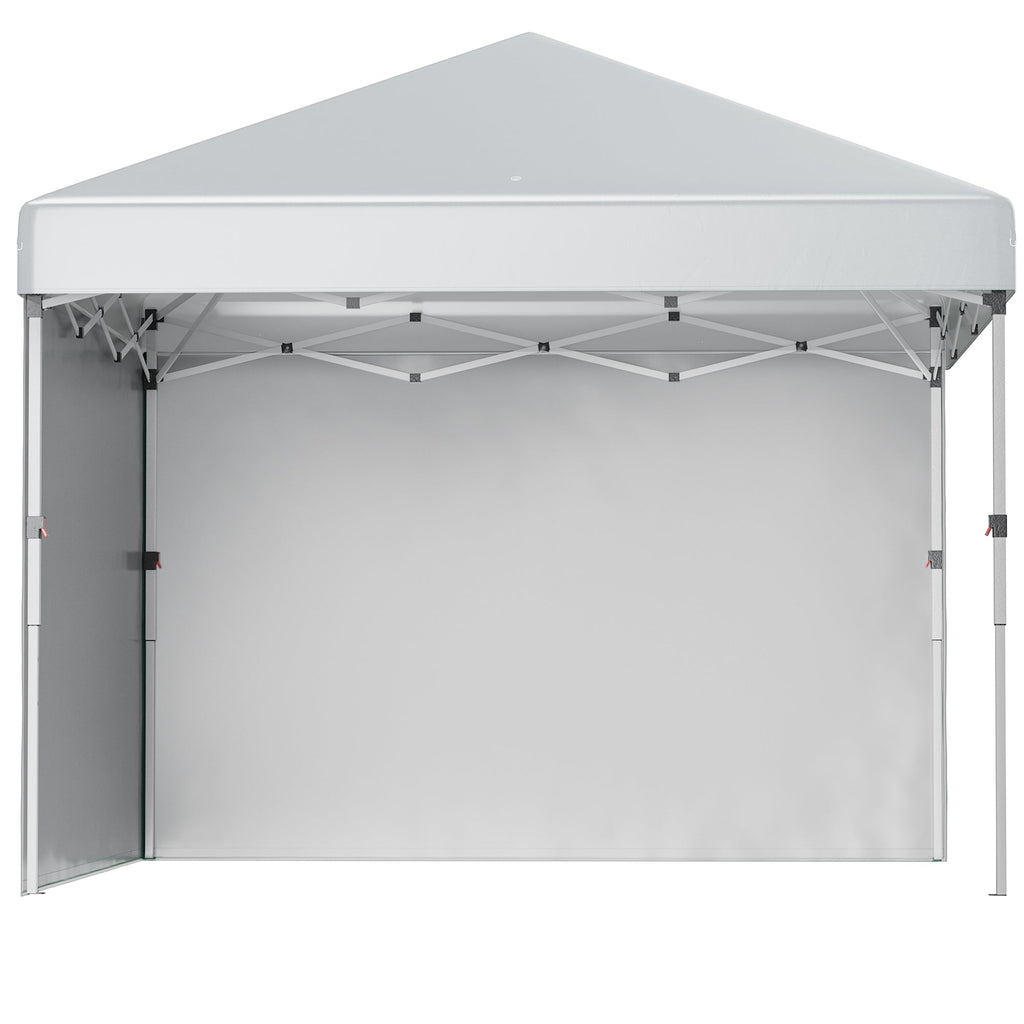 Outsunny 10' x 10' Pop Up Canopy with Sidewalls, Roller Bag, Height Adjustable Instant Tent for Outdoor Garden Patio, Light Grey